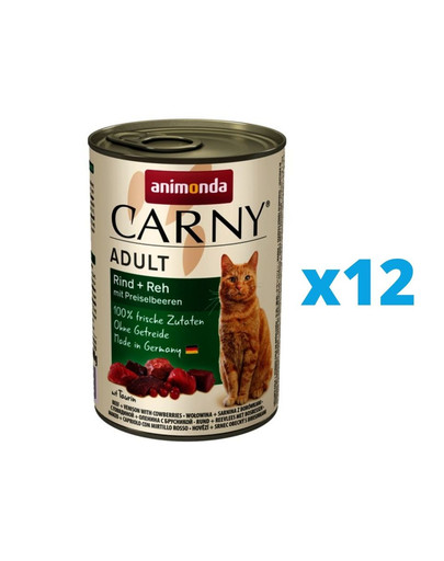 ANIMONDA Carny zestaw Wołowina/Sarna z Borówką 12 x 400 g