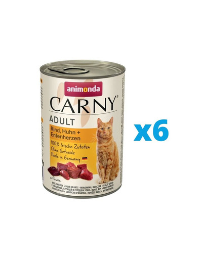 ANIMONDA Carny zestaw wołowina, kurczak, kacze serca 6 x 400 g