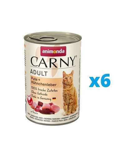 ANIMONDA Karma Carny Adult zestaw indyk i wątróbka kurczaka 6 x 400 g
