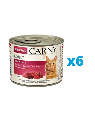ANIMONDA Carny zestaw wołowina i serca 6 x 200 g