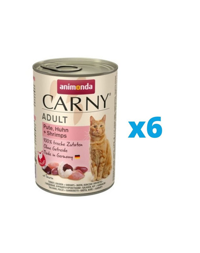 ANIMONDA Karma Carny Adult zestaw indyk, kurczak i krewetki 6 x 400 g
