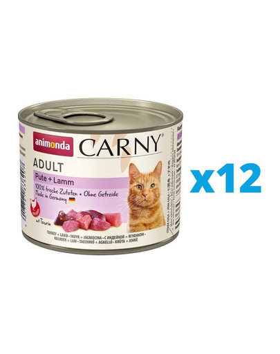 ANIMONDA Carny Adult zestaw indyk i jagnięcina 12 x 200 g