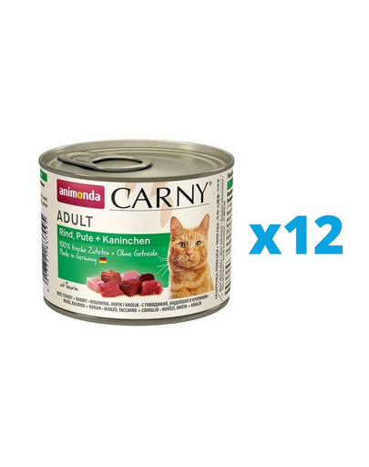 ANIMONDA Carny Adult zestaw wołowina, indyk i królik 12 x 200 g
