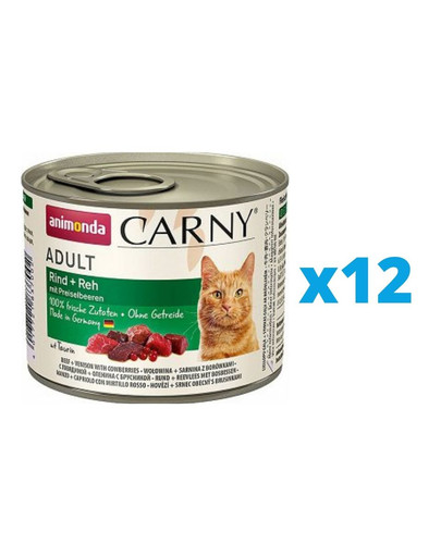 ANIMONDA Carny zestaw Wołowina/Sarnina z Borówką 12 x 200 g