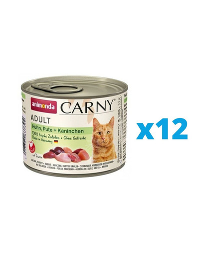 ANIMONDA Carny Adult Kurczak, indyk i królik 12 x 200 g