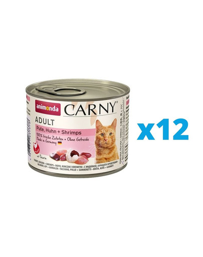 ANIMONDA Karma Carny Adult zestaw indyk, kurczak i krewetki 12 x 200 g