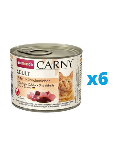 ANIMONDA Carny Adult zestaw indyk i wątróbka z kurczaka 6 x 200 g