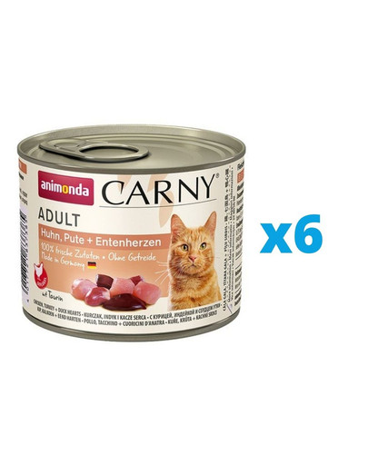 ANIMONDA Carny Adult zestaw kurczak, indyk i kacze serca 6 x 200 g
