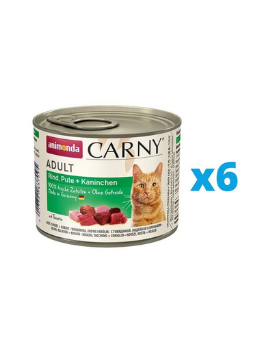 ANIMONDA Carny Adult zestaw wołowina, indyk i królik 6 x 200 g