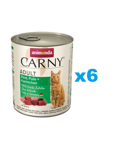 ANIMONDA Carny Adult zestaw wołowina, indyk i królik 6 x 800 g