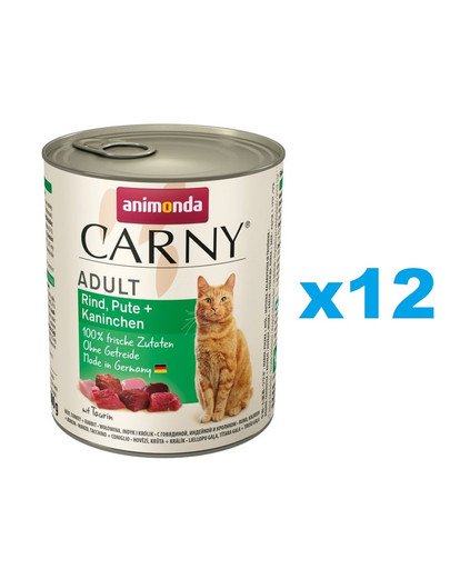 ANIMONDA Carny Adult zestaw wołowina, indyk i królik 12 x 800 g