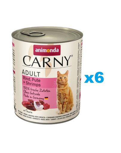 ANIMONDA Carny Adult zestaw wołowina, indyk i krewetki 6 x 800 g