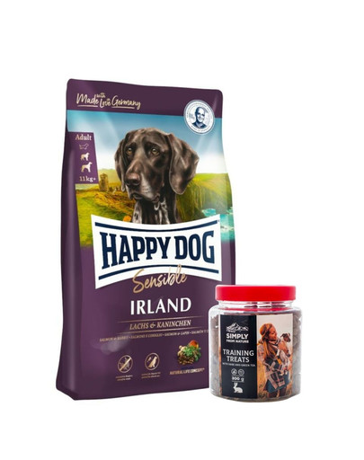 HAPPY DOG Supreme irland 12.5 kg + przysmaki treningowe z zającem 300 g