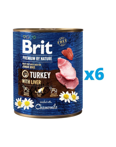 BRIT Premium by Nature indyk i wątroba mokra karma dla szczeniąt 6 x 800 g