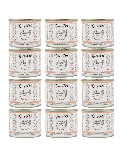 GUSSTO Cat Fresh Calf & Rabbit mokra karma dla kotów cielęcina i królik 12x200 g