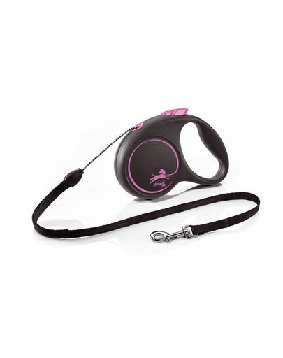 Black Design S Cord 5 m pink smycz automatyczna