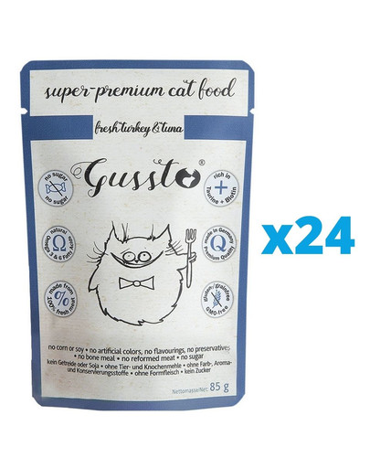 GUSSTO Cat Fresh Turkey&Tuna mokra karma dla kotów indyk i tuńczyk 24x85 g
