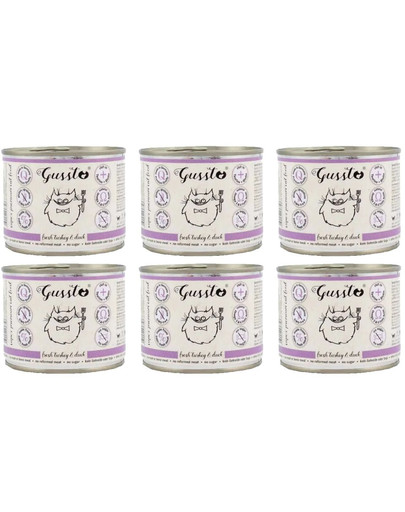 GUSSTO Cat Fresh Turkey & Duck mokra karma dla kotów indyk i kaczka 6x200 g