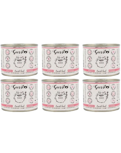 GUSSTO Cat Fresh Beef mokra karma dla kotów świeża wołowina 6x200 g