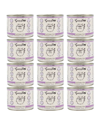 GUSSTO Cat Fresh Turkey & Duck mokra karma dla kotów indyk i kaczka 12x200 g