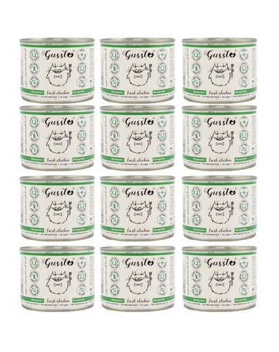 GUSSTO Cat Fresh Chicken mokra karma dla kotów świeży kurczak 12x200 g