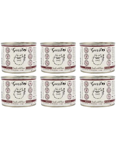 GUSSTO Cat Fresh Wild Boar mokra karma dla kotów dzik 6x200 g