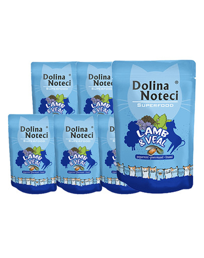 DOLINA NOTECI Superfood jagnięcina i cielęcina mokra karma dla kotów 10x85g