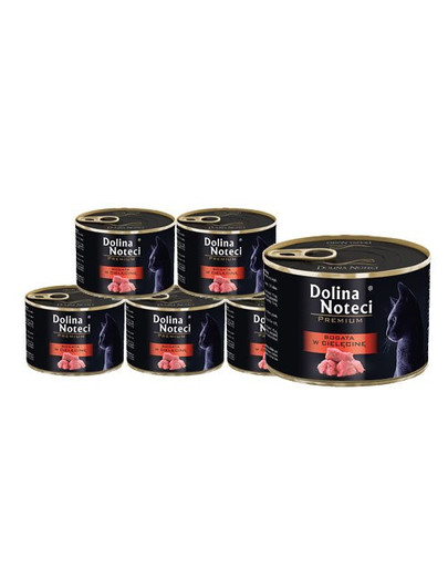 DOLINA NOTECI Premium Bogata w cielęcinę karma dla kotów dorosłych 12x185 g