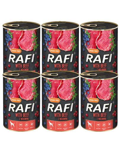RAFI Beef z wołowiną mokra karma dla psa 6x400 g