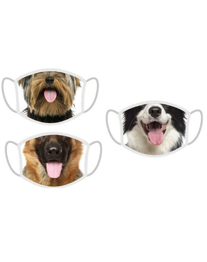 FERA 3x Maseczka ochronna (Yorkshire terrier, Border collie, Owczarek niemiecki)