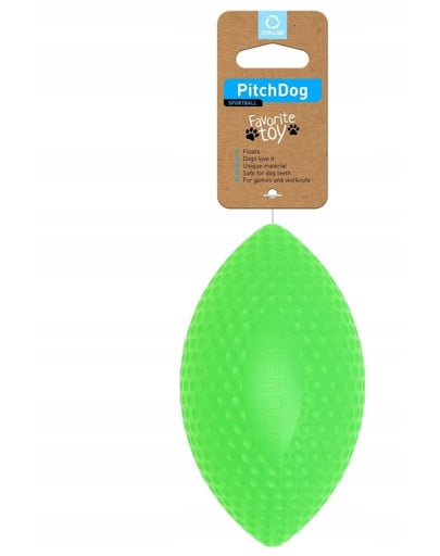 Pitch Dog sport ball green piłka rugby dla psa zielony 9 cm x 14 cm