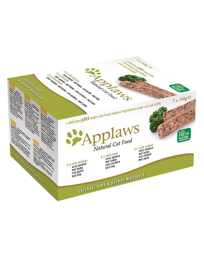APPLAWS Cat Pate Multipack 28x100g Chicken with Lamb & Salmon mokra karma dla kota mix smaków kurczak, jagnięcina i łosoś