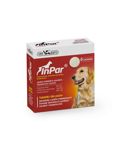 InPar Tabletki na odrobaczanie psa pasożyty wewnętrzne 6 tab.