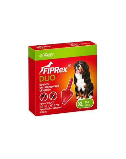 Fiprex Duo XL Preparat na kleszcze i pchły dla psa rasy bardzo duże