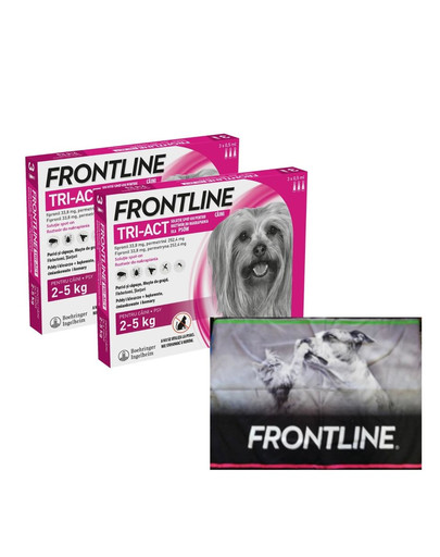 FRONTLINE Tri-Act Krople przeciw pasożytom dla psów miniaturowych XS (2-5 kg) 6 pipetek + ręcznik do łapek GRATIS