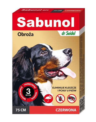 Sabunol GPI Obroża przeciw pchłom i kleszczom dla psów 75 cm czerwona