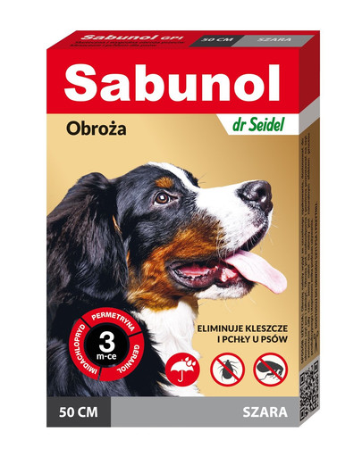 Sabunol GPI Obroża przeciw pchłom i kleszczom dla psów 50 cm szara
