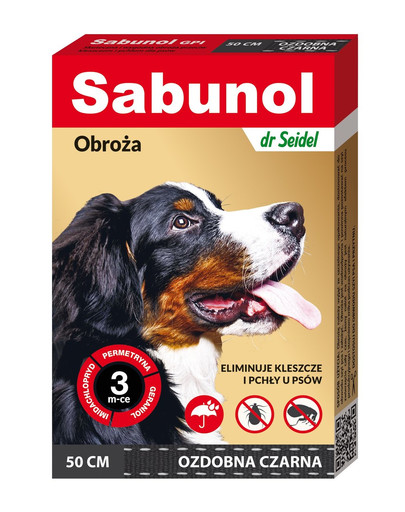 Sabunol GPI Obroża przeciw pchłom i kleszczom dla psów 50 cm ozdobna czarna
