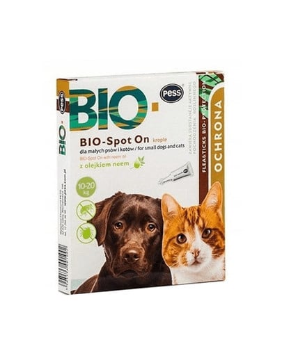 BIO Spot-on krople na kleszcze i pchły dla średnich i dużych psów 4x2.5 g z olejkiem neem