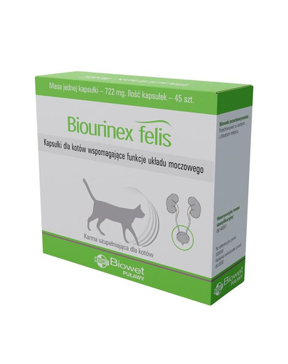 Biourinex Felis kapsułki dla kotów wspomagające funkcje układu moczowego 45 kaps.