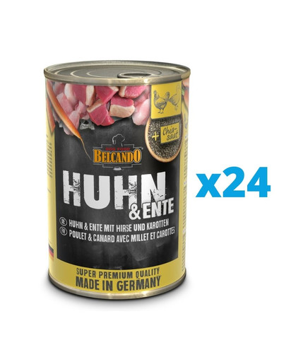BELCANDO Super Premium Kurczak, kaczka i proso 24x400 g mokra karma dla psa