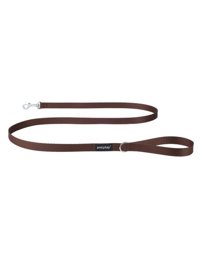 Smycz taśma basic n 1 cm/1.5m brązowa
