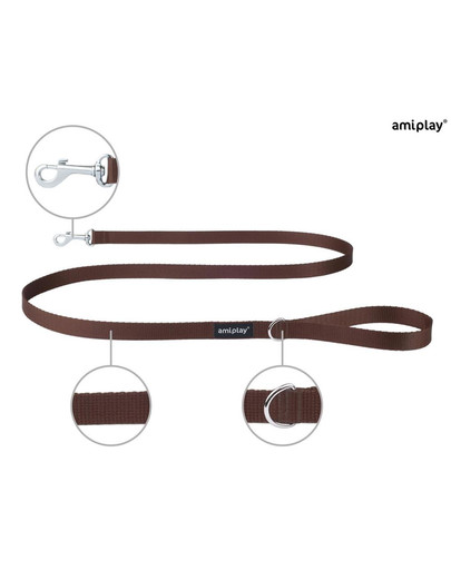 Smycz taśma basic n 1 cm/1.5m brązowa