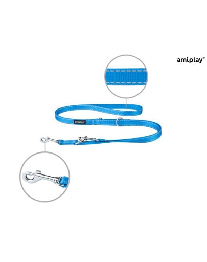 Smycz reg. reflective l 100-200/2 cm niebieska