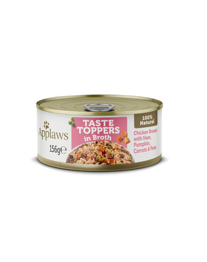 APPLAWS Dog Tin Taste Toppers Chicken Breast with Ham & Vegetables 72x156g pierś z kurczaka, szynka i warzywa