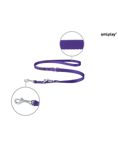 Smycz taśma basic reg. nr 1-2m/1 cm fioletowa