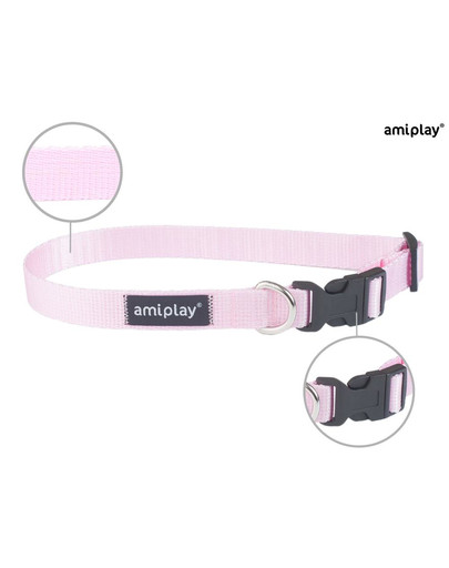 Obroża taśma basic n 20-35 / 1 cm różowa