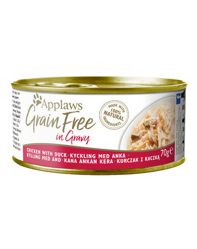 APPLAWS Cat Tin Grain Free mokra karma dla kota kurczak z kaczką w sosie 70 g x 12 (10+2 GRATIS)