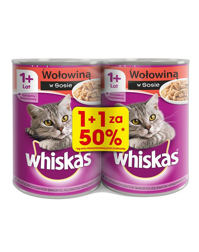 Adult puszka 24x400g - mokra karma dla kotów wołowiną w sosie (12szt. za 50%)