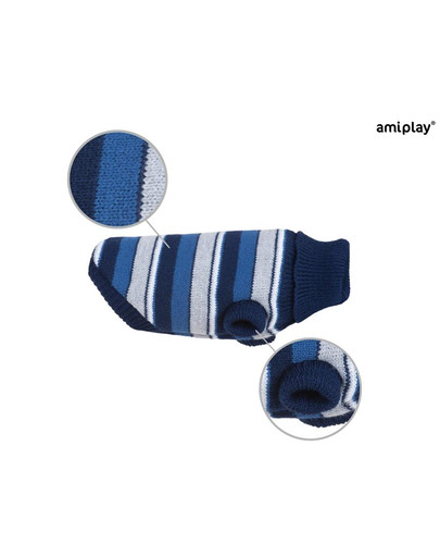 Glasgow Sweterek dla psa 23 cm Paski kolorowe z niebieskim
